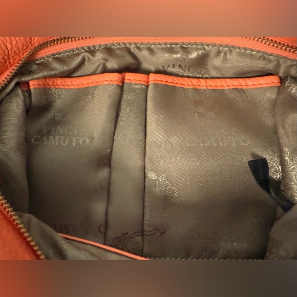 🖤 Vince Camuto Rehabber Bag Coral-Orange Pebbled Leather Turn-Lock Shoulder Bag - Picture 11 of 16